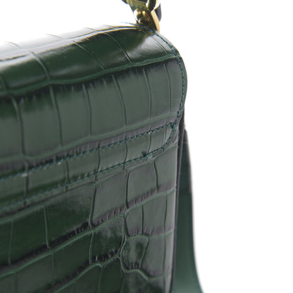 Chloe Calfskin Crocodile Embossed Mini C Double Carry Woodsy Green 8 of 9