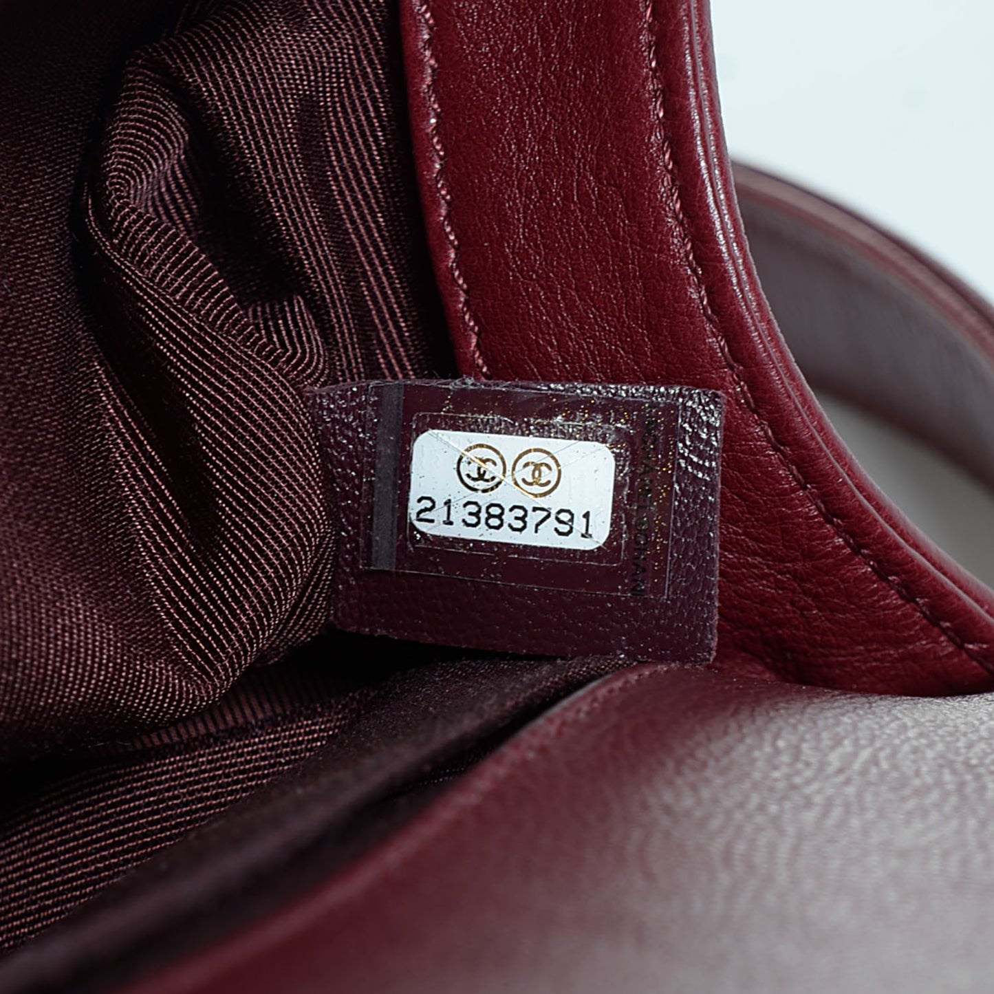Calfskin Quilted Double Stitched Medium Boy Flap Burgundy