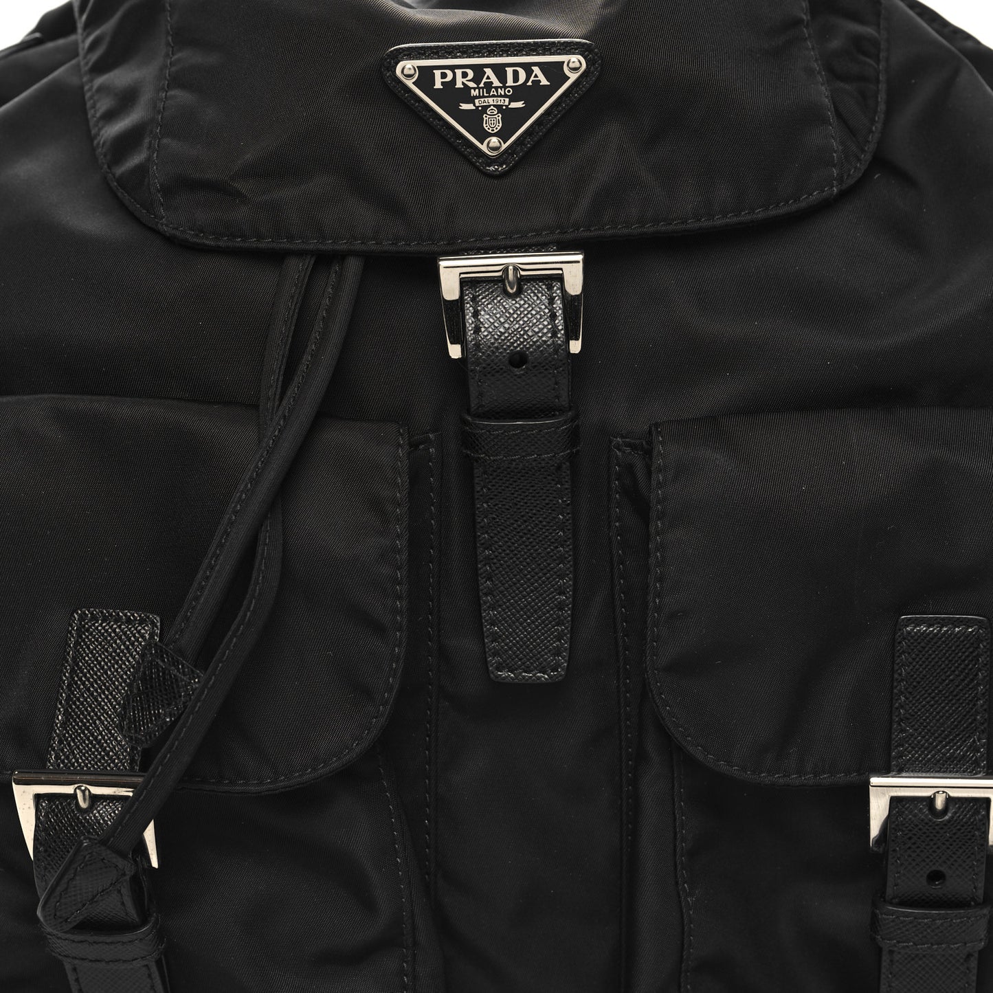 Re-Nylon Saffiano Medium Backpack Black