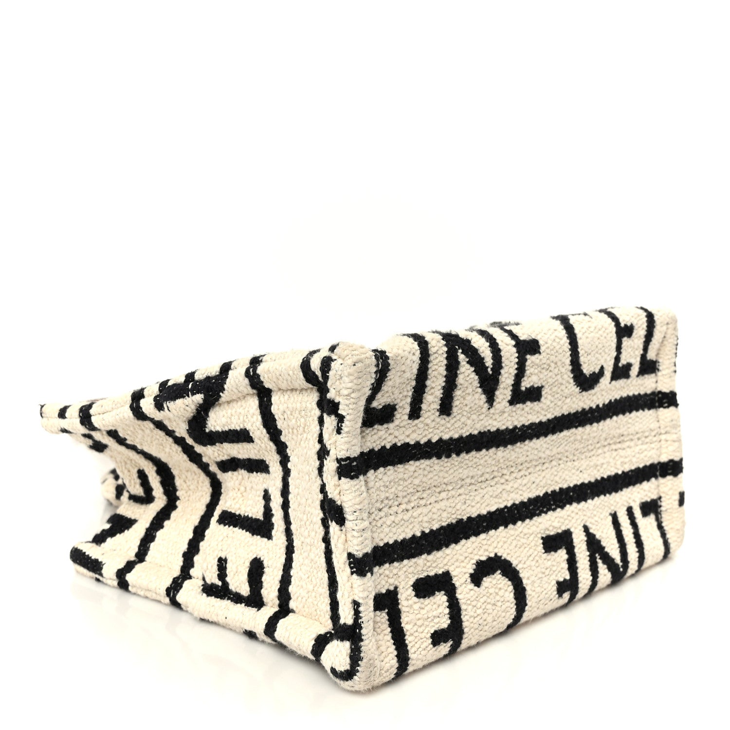 Celine Canvas Small All Over Cabas Thais White Black 4 of 10