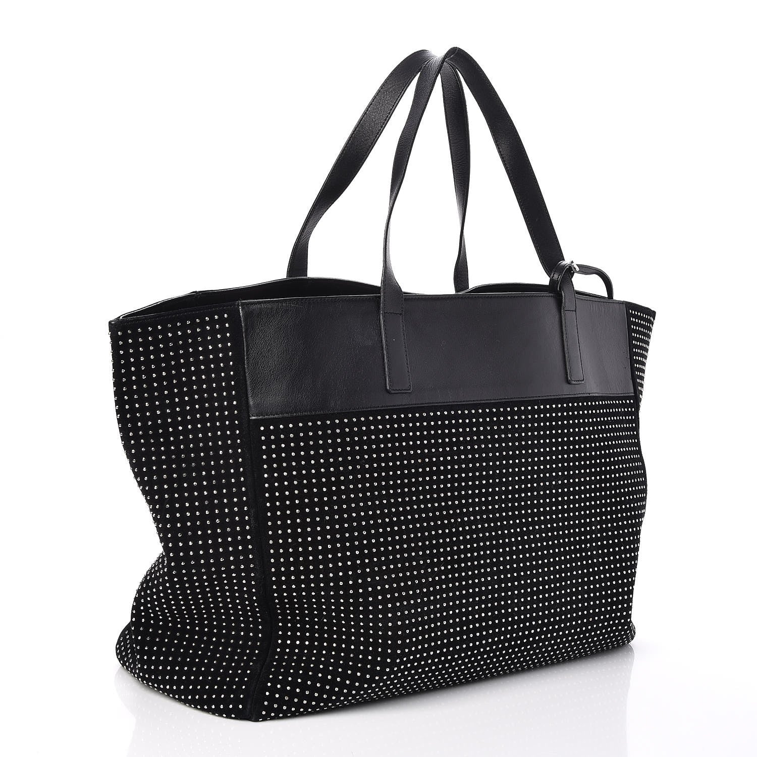 Saint Laurent Calfskin Suede Studded Reversible East West Shopping Tote Black 4 of 11