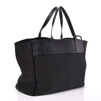 Saint Laurent Calfskin Suede Studded Reversible East West Shopping Tote Black 4 of 11