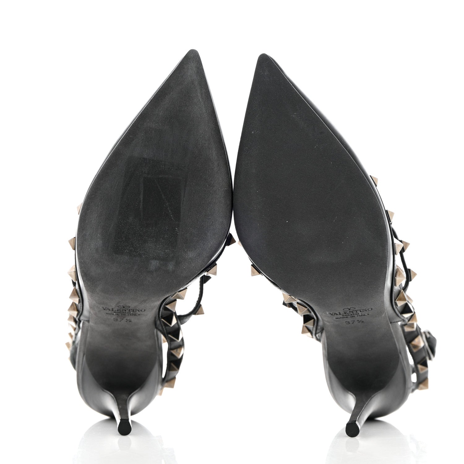 Valentino Garavani Calfskin Nappa Rockstud Ankle Strap 100mm Pumps 37.5 Black 5 of 12