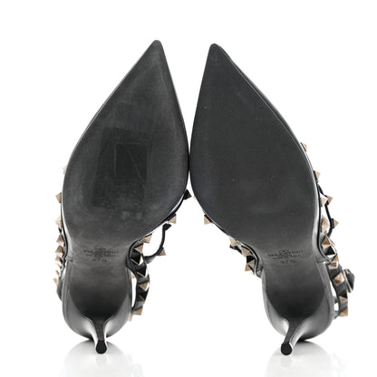 Valentino Garavani Calfskin Nappa Rockstud Ankle Strap 100mm Pumps 37.5 Black 5 of 12