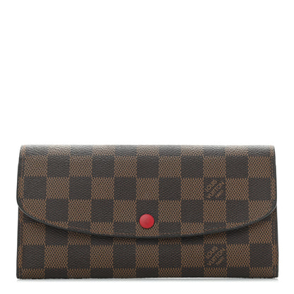 Louis Vuitton Damier Ebene Emilie Wallet Red 1 of 8
