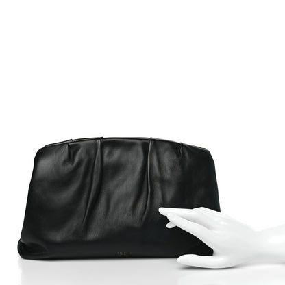 Celine Calfskin Pleated French Lock Clutch Black 2 of 11