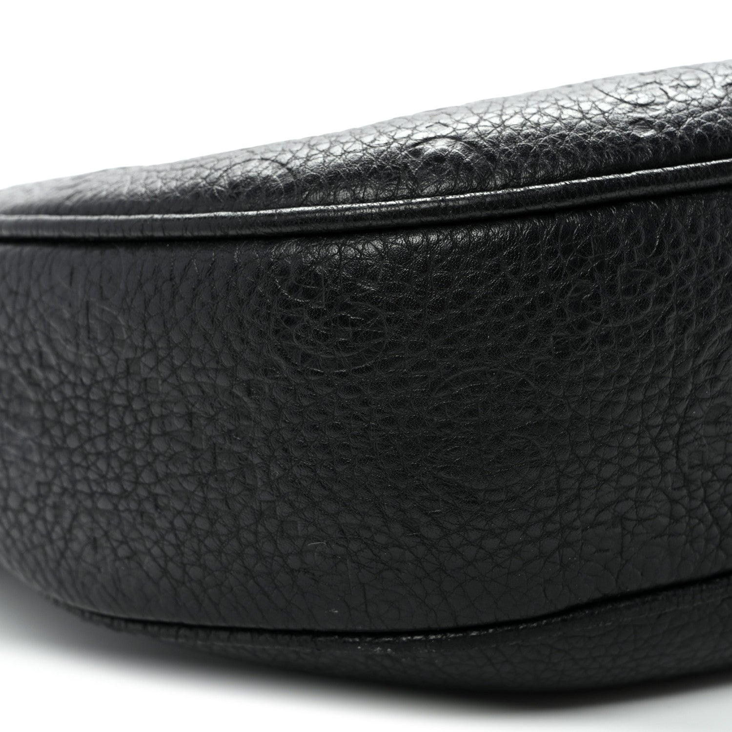 Gucci GG Grainy Calfskin Emblem Large Half Moon Shoulder Bag Black 9 of 11