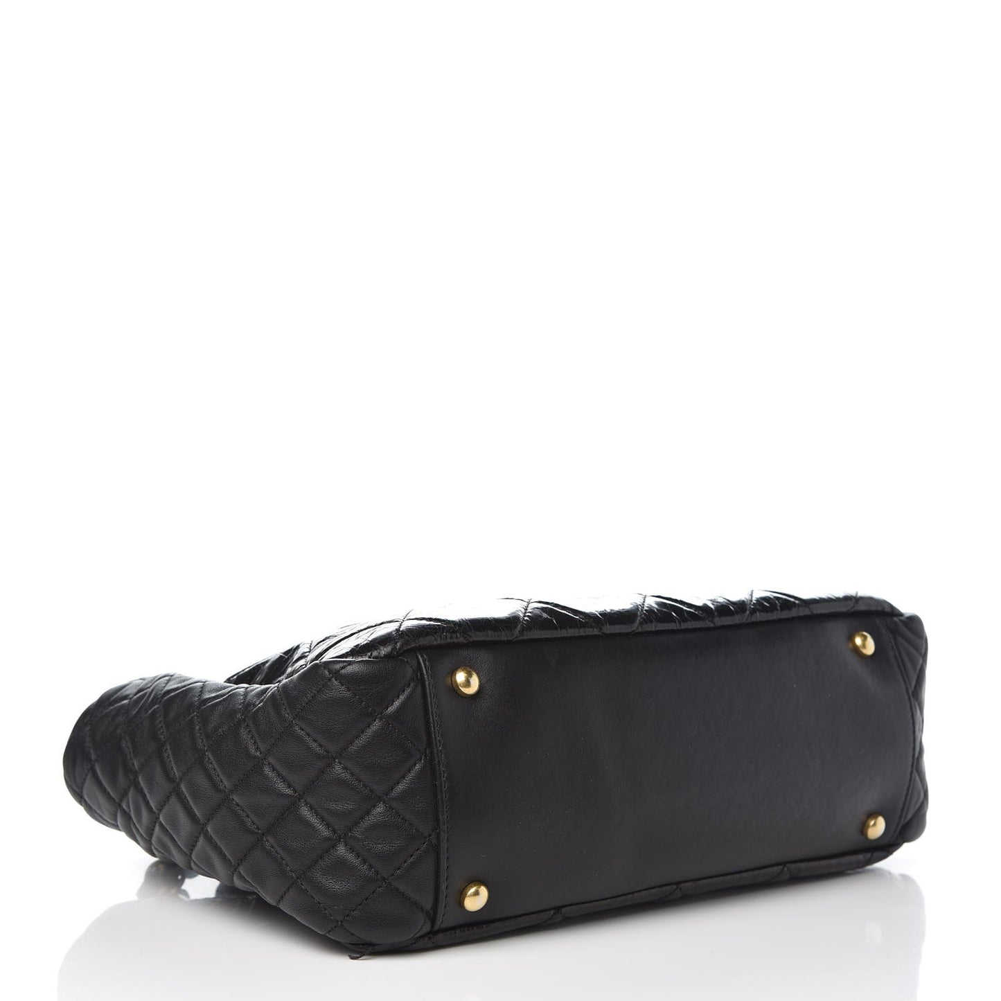 Glazed Crinkled Calfskin Accordion Mademoiselle Black