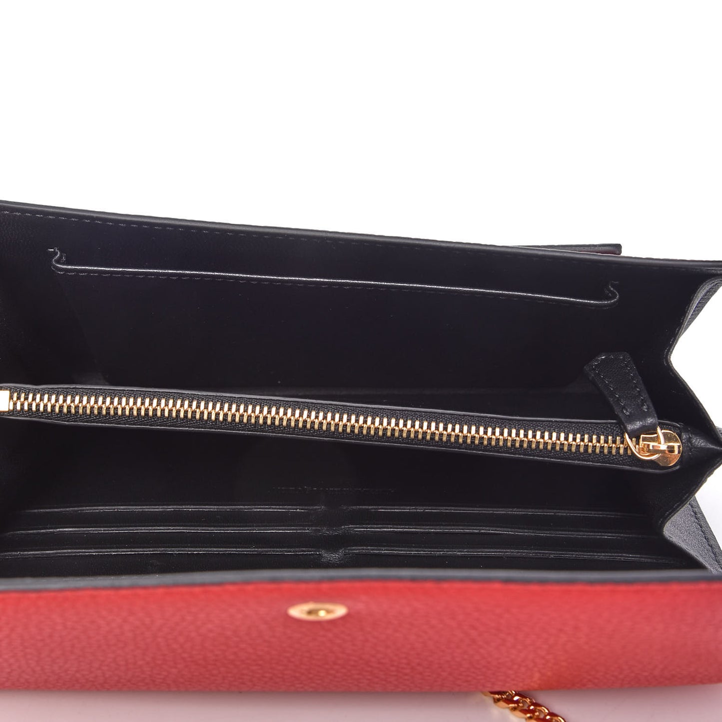Pebbled Calfskin Skull Wallet on Chain Red