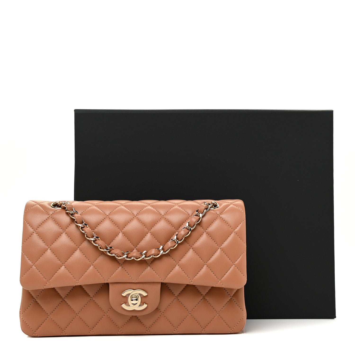Chanel Lambskin Quilted Medium Double Flap Brown 13 of 13