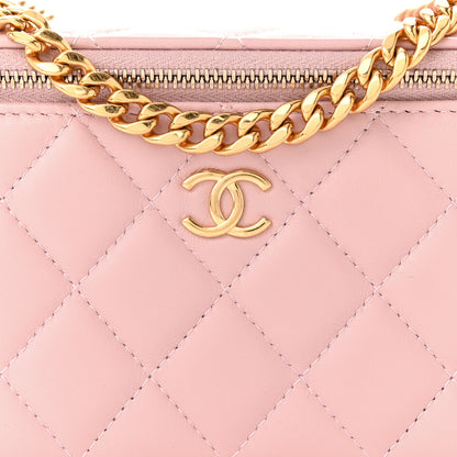 Chanel Lambskin Resin Quilted Vanity Case With Chain Light Pink 8 of 11