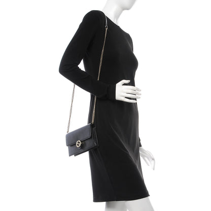 Gucci Dollar Calfskin Interlocking G Chain Wallet Black 2 of 8