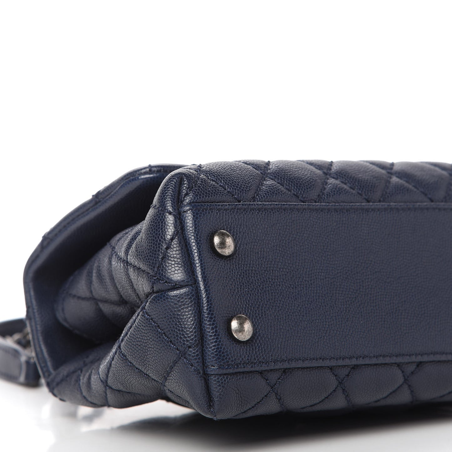 Caviar Quilted Mini Coco Handle Flap Navy Blue