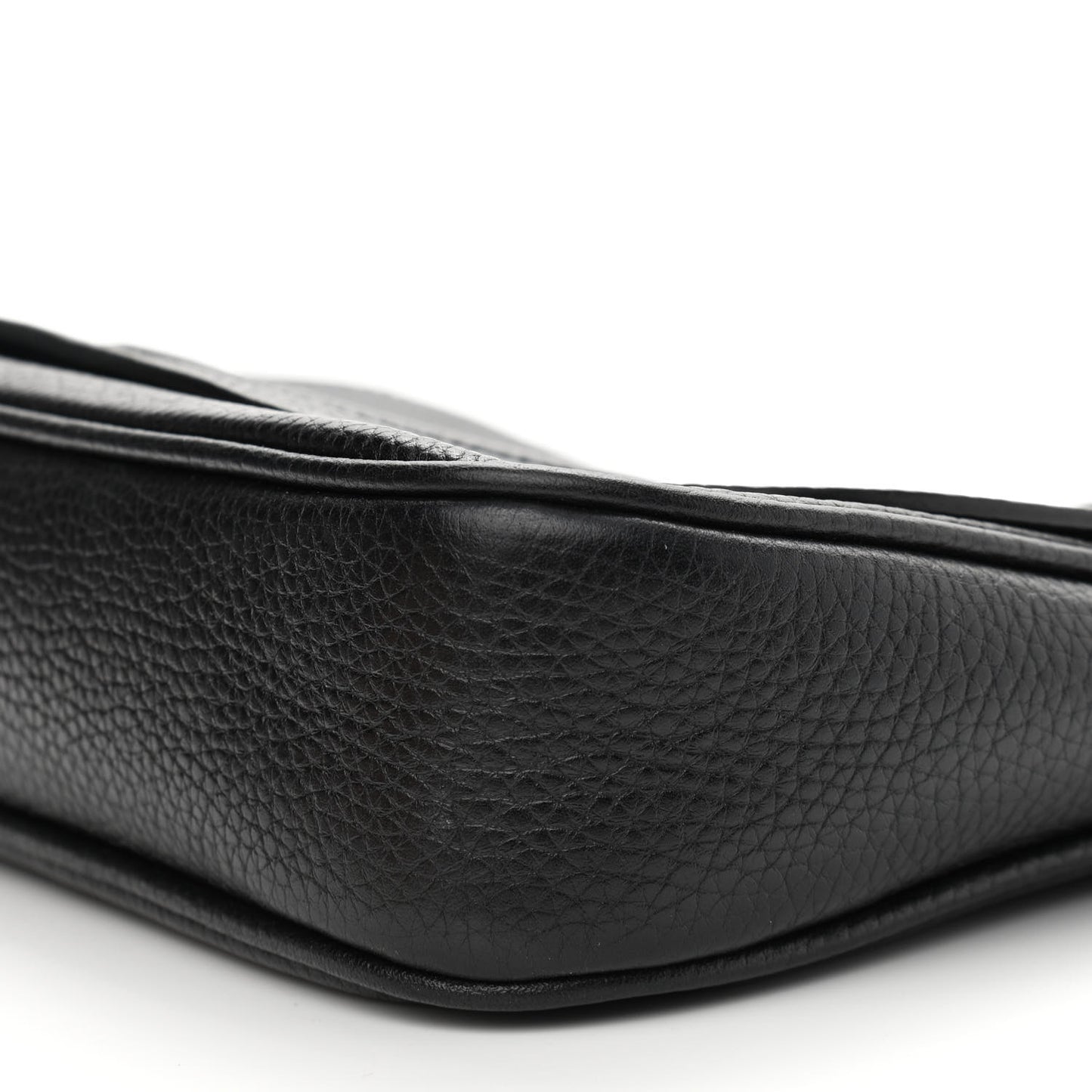 Pebbled Calfskin Medium Soho Flap Crossbody Black