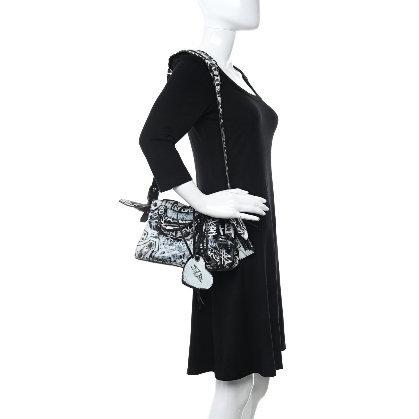 Agneau Arena Graffiti Neo Cagole Handbag XS Black White