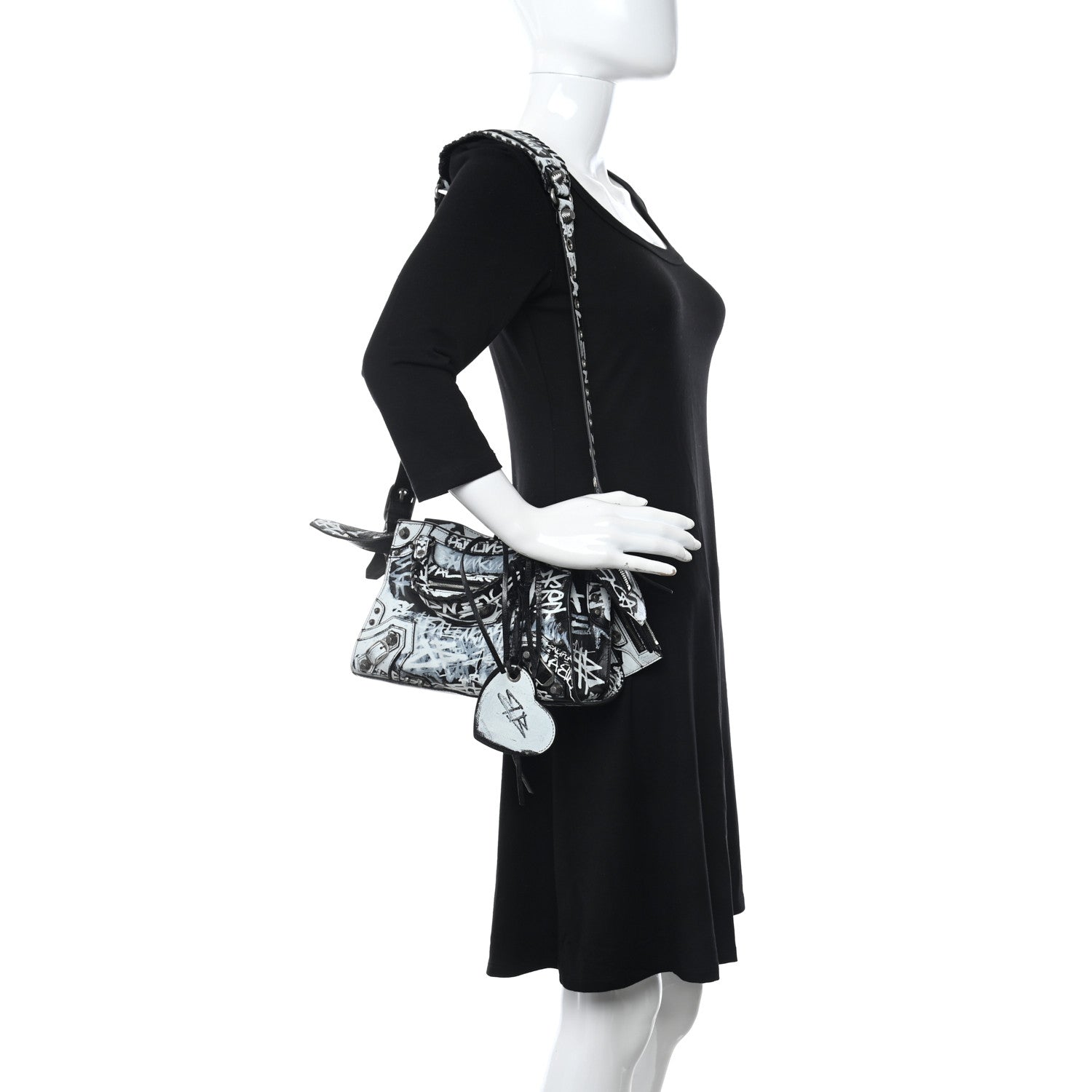 Balenciaga Agneau Arena Graffiti Neo Cagole Handbag XS Black White 2 of 8