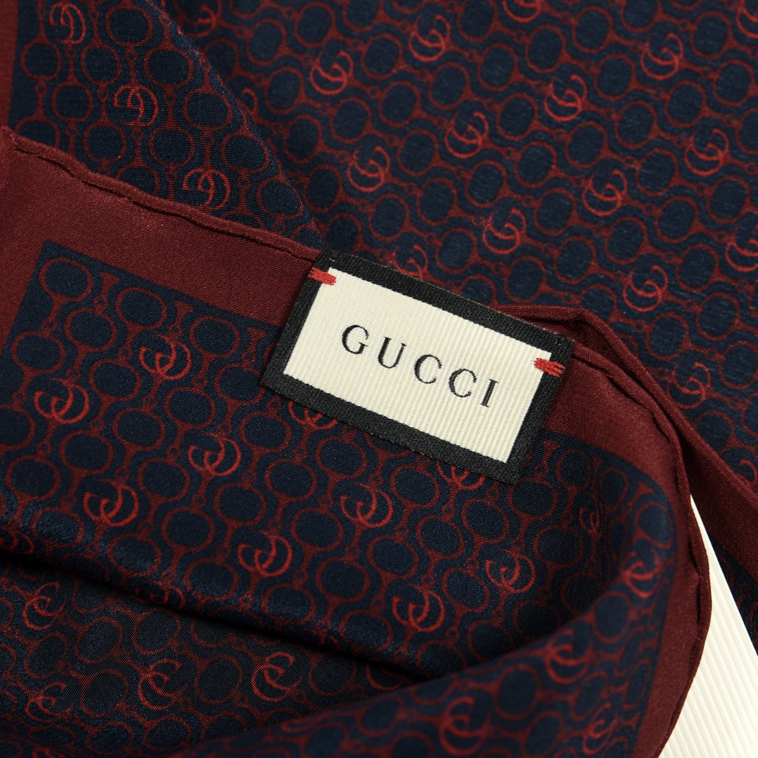 Gucci Silk GG Print Scarf Blue Red 3 of 3