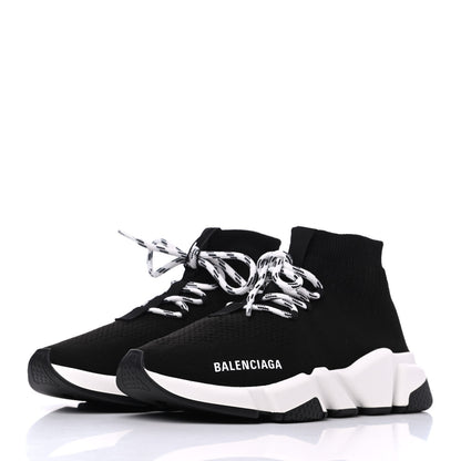 Balenciaga Recycled Knit Bi-Color Sole Womens Speed Lace Up Sneakers 36 Black White 3 of 8