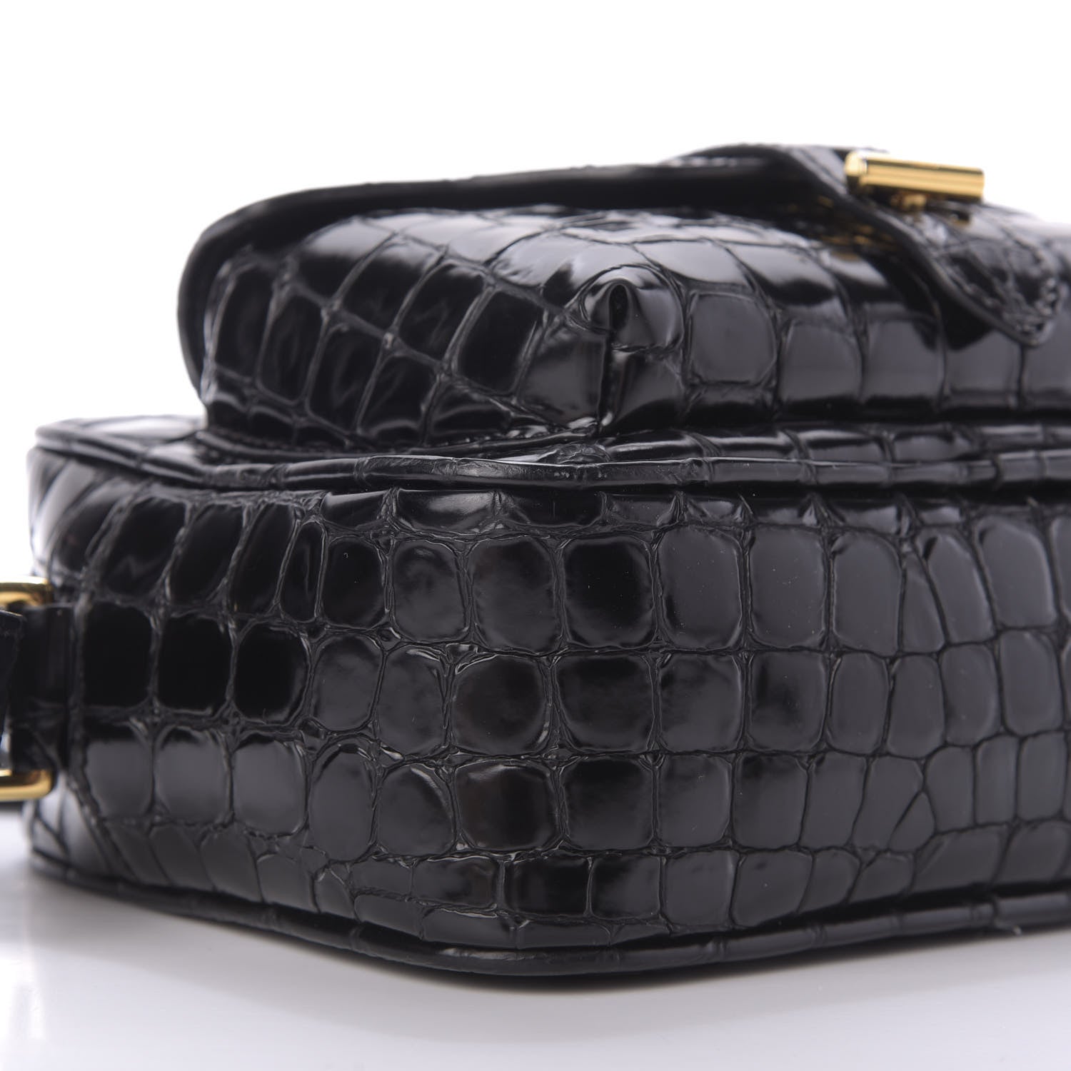 Tom Ford Crocodile Embossed Calfskin T Twist Camera Bag Black 6 of 8