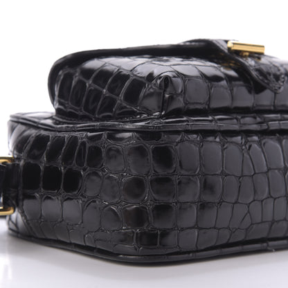 Tom Ford Crocodile Embossed Calfskin T Twist Camera Bag Black 6 of 8