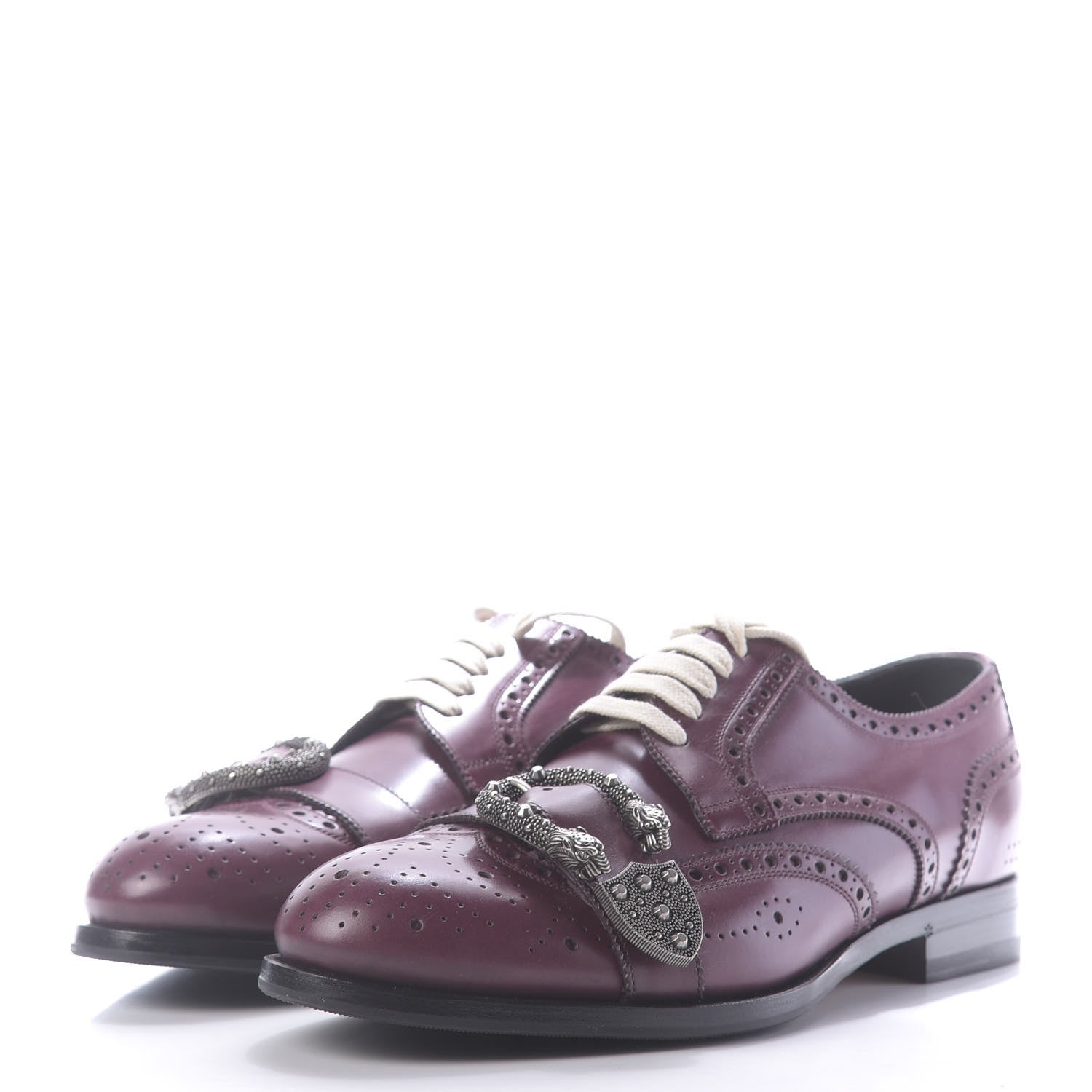 Gucci Calfskin Bee Embroidered Mens Queercore Brogue Derby Shoes 9.5 Bordeaux 3 of 10
