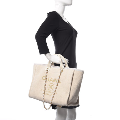 Chanel Lurex Boucle Medium Deauville Tote White 3 of 10