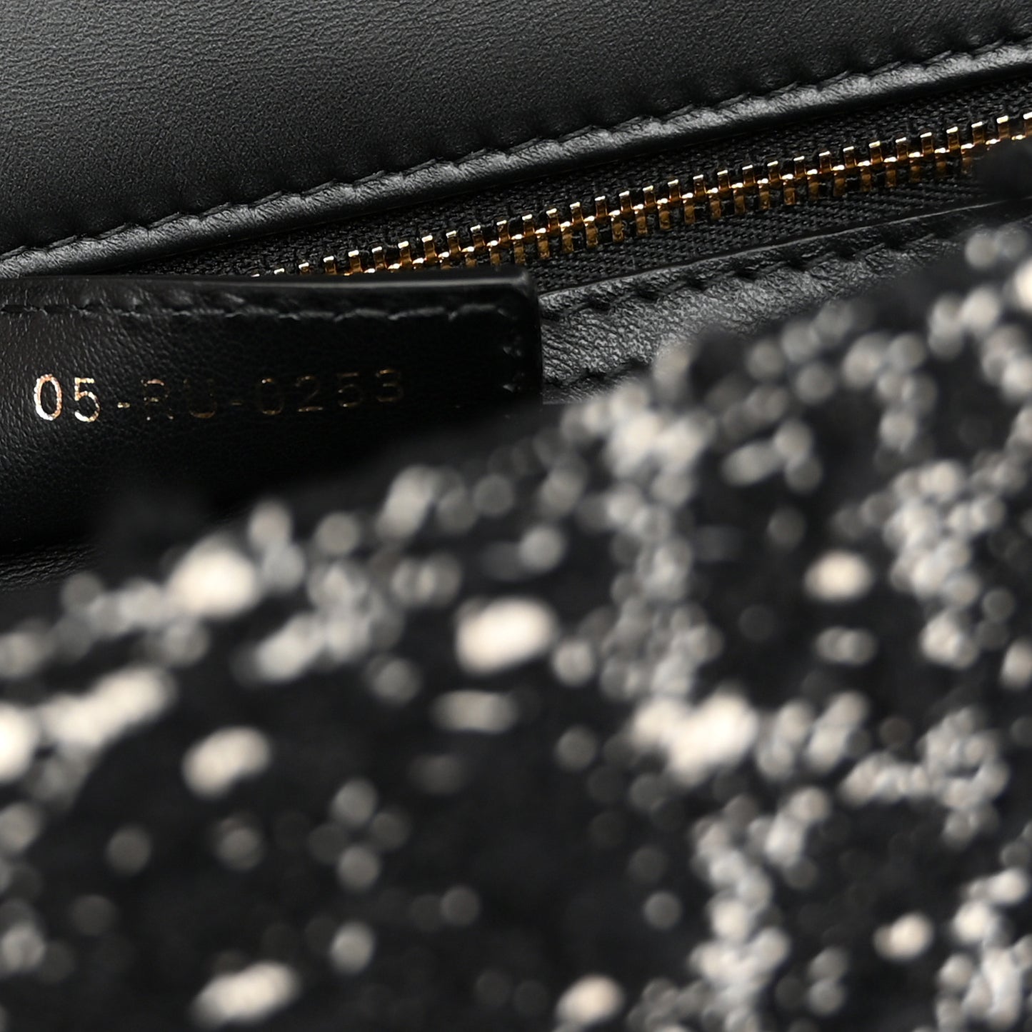 Calfskin Tweed Embroidered Cannage Medium Caro Bag Black White