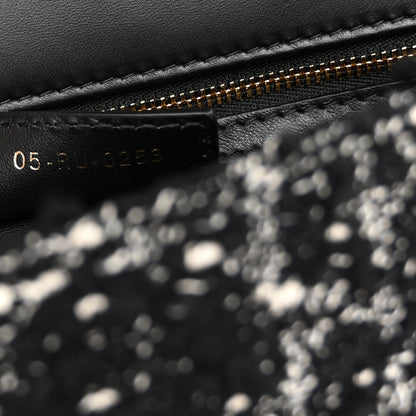 Christian Dior Calfskin Tweed Embroidered Cannage Medium Caro Bag Black White 7 of 10