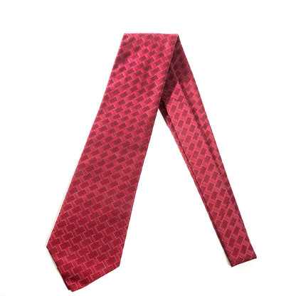 Hermes Mens Heavy Silk Twill Woven Geometric Neck Tie Red 1 of 6
