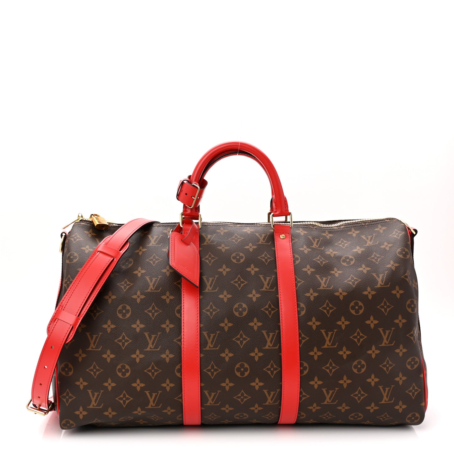 Calfskin Monogram Keepall Bandouliere 50 Coquelicot