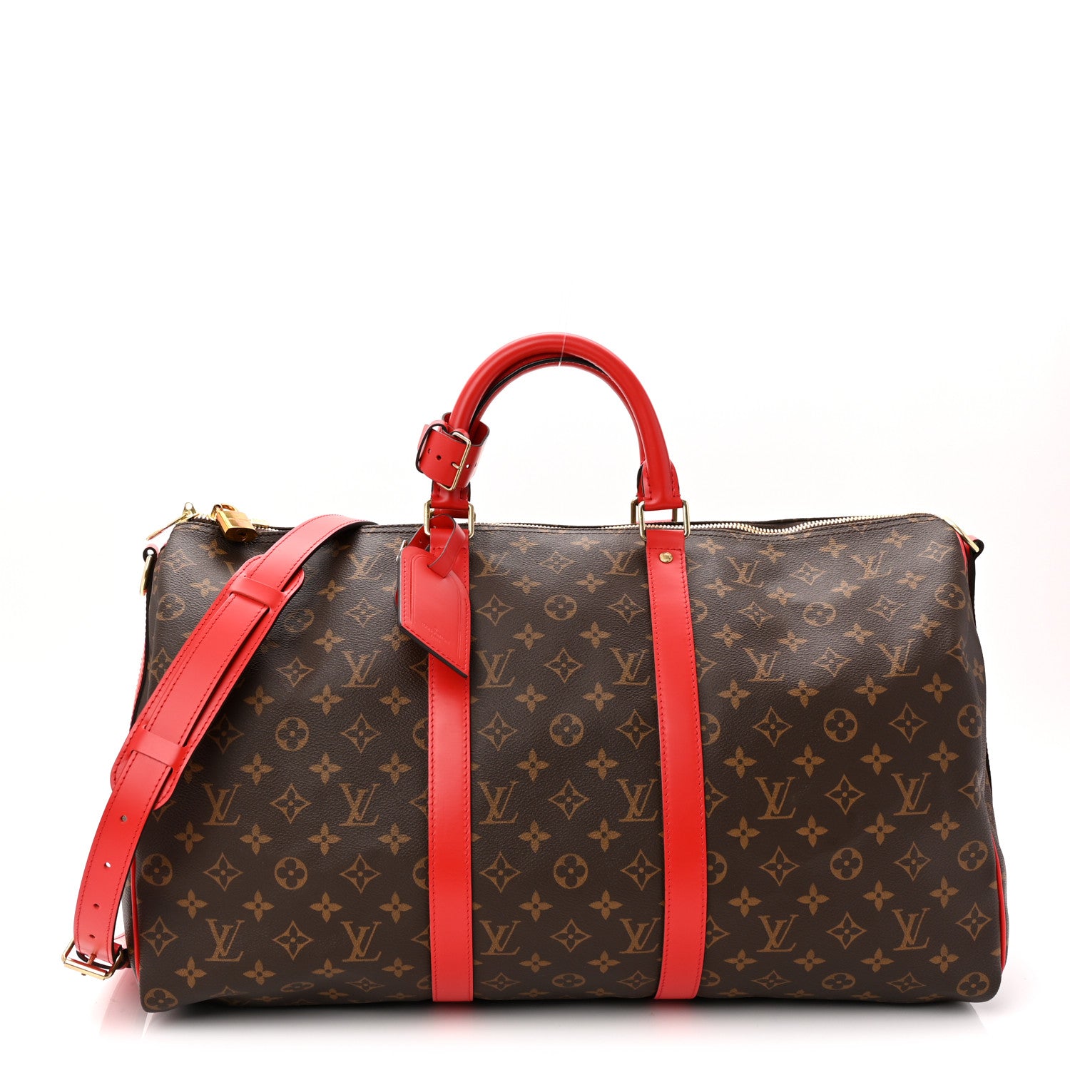 Louis Vuitton Calfskin Monogram Keepall Bandouliere 50 Coquelicot 1 of 9