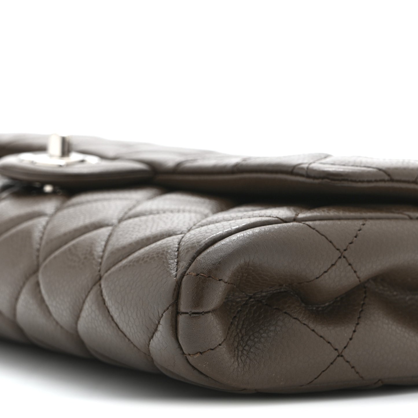 Caviar Quilted Clutch With Chain Flap Brown
