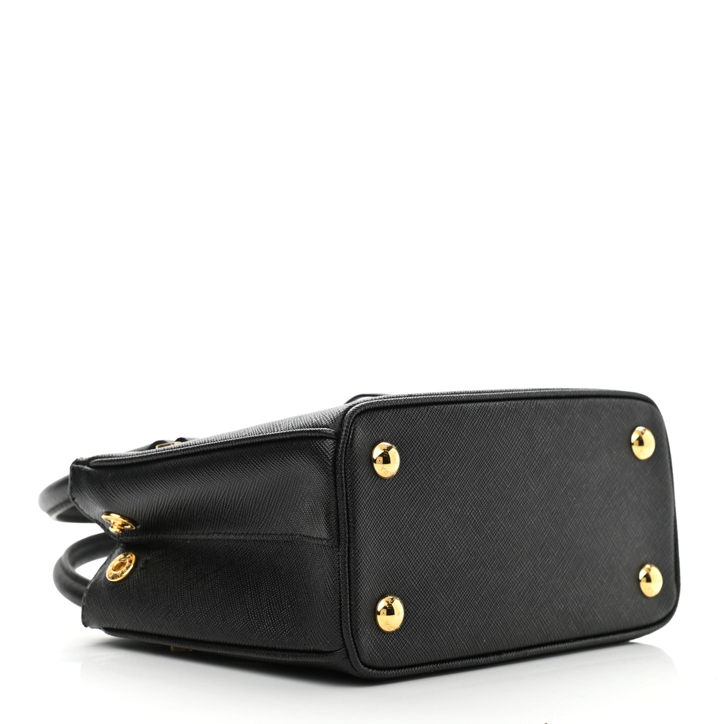 Saffiano Lux Mini Galleria Double Zip Tote Black