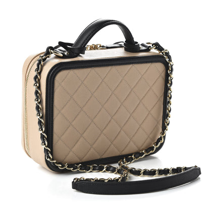 Chanel Caviar Quilted Medium CC Filigree Vanity Case Beige Black 3 of 11