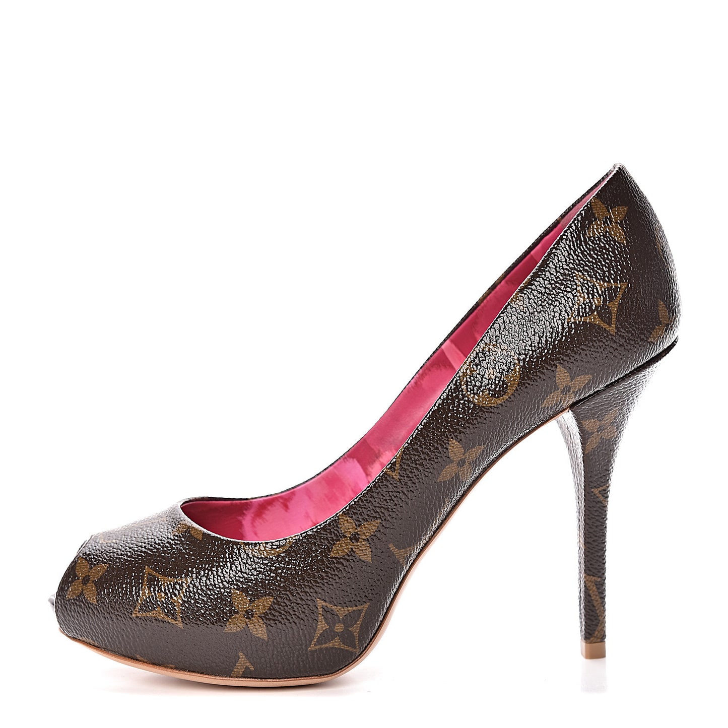 Patent Monogram Rosemary Peep Toe Pumps 37