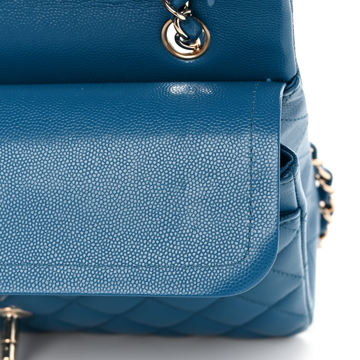 Chanel Caviar Quilted Medium Double Flap Dark Turquoise 12 of 14