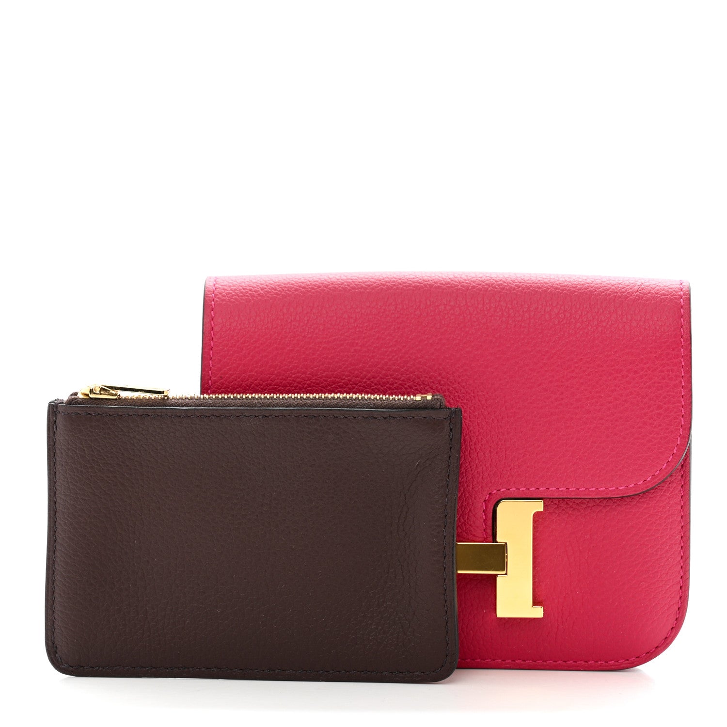 Hermes Evercolor Verso Constance Slim Wallet Framboise Rouge Sellier 2 of 10