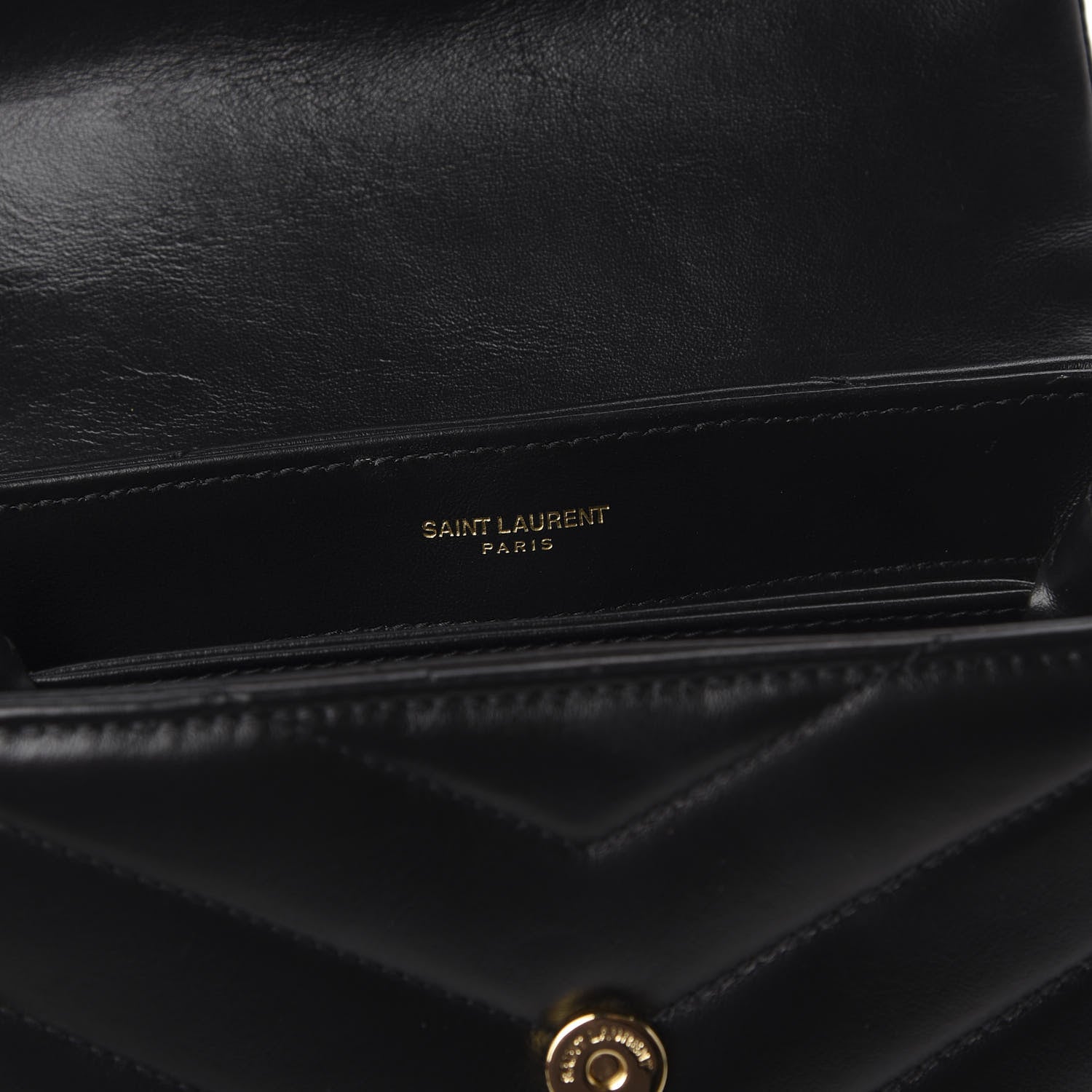 Saint Laurent Calfskin Y Quilted Monogram Toy Loulou Crossbody Bag Black 8 of 11