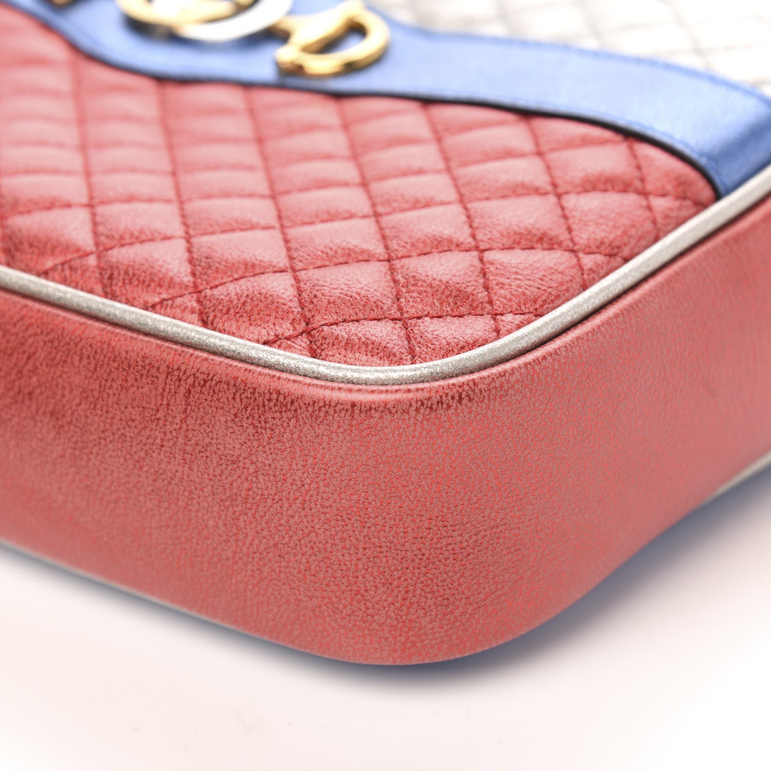 Gucci Laminated Nappa Trapuntata Small Zumi Shoulder Bag Rosso Marine Argento 10 of 10
