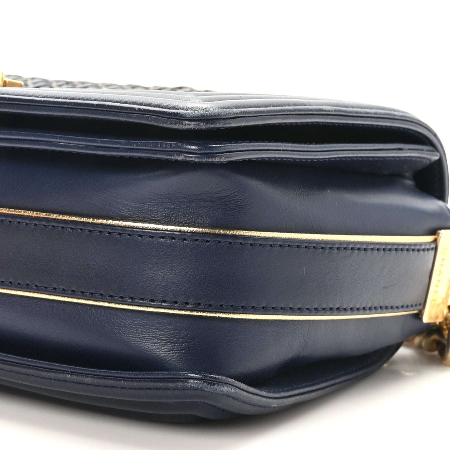 Braided Sheepskin Medium Boy Flap Navy