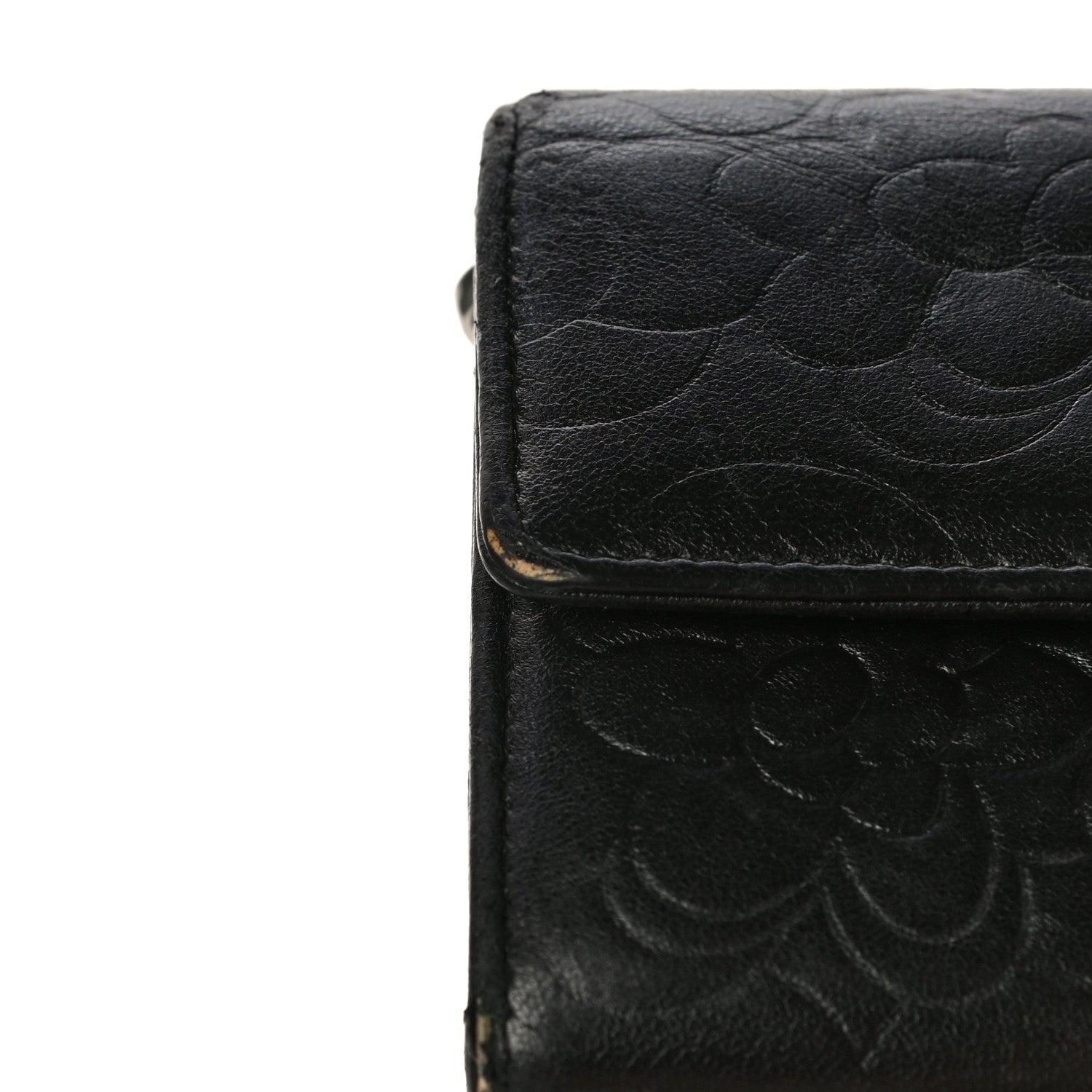 Chanel Lambskin Camellia Embossed Wallet on Chain WOC Black 26 of 29