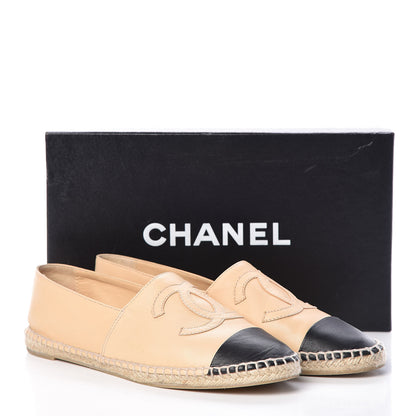 Chanel Lambskin CC Espadrilles 39 Beige Black 12 of 12