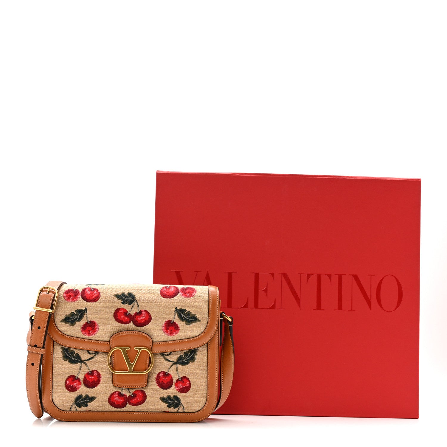 Valentino Garavani Jacquard Raffia Cherryfic 9to5 Shoulder Bag