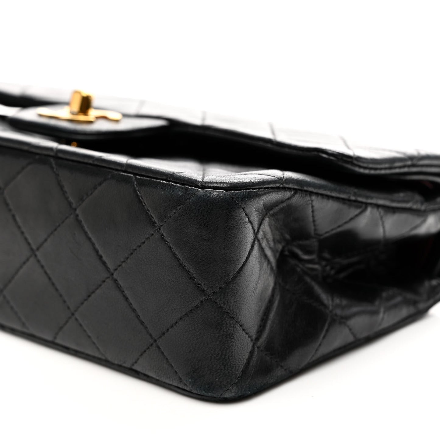 Lambskin Quilted Small Double Flap Black
