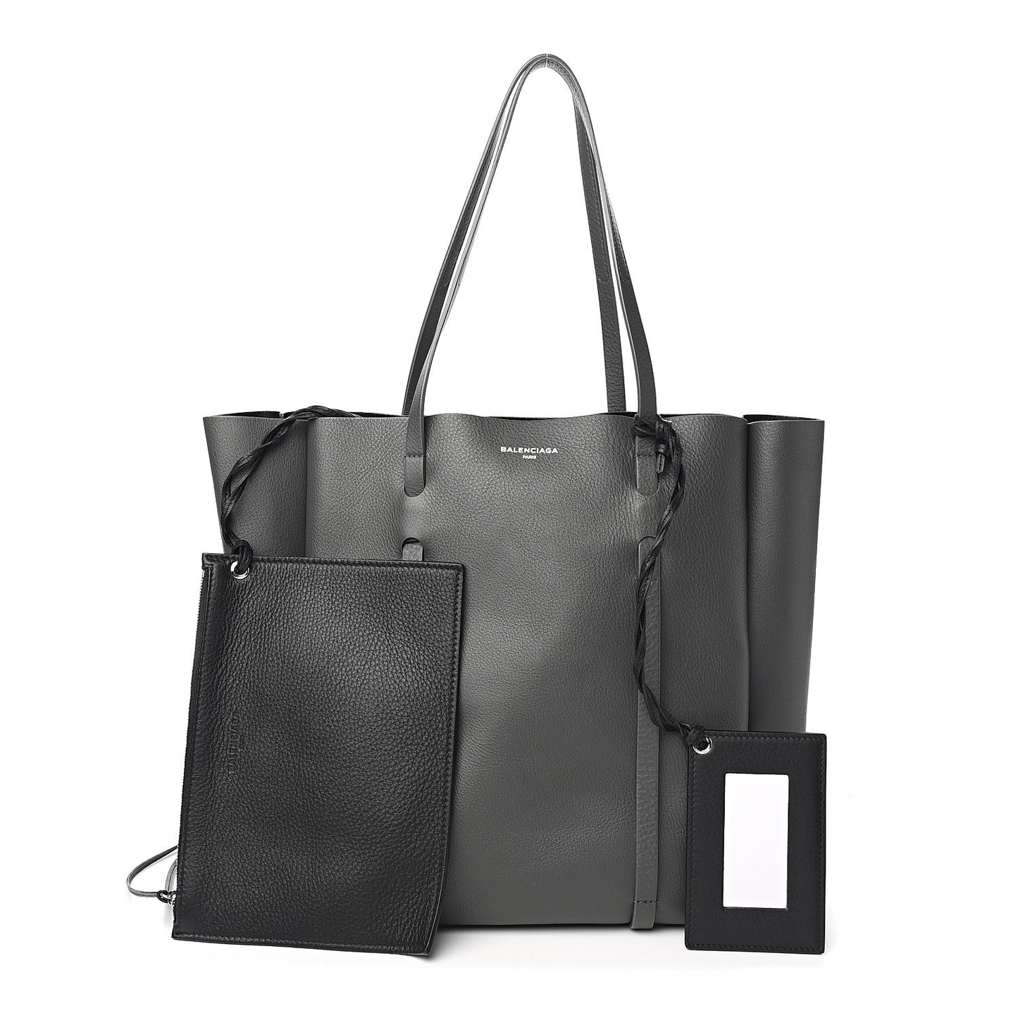 Veau Baltimore Double Sided Small Everyday Tote Gris Fossile Black