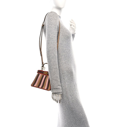 Fendi Vitello King Shiny Nappa Intreccio Petite Peekaboo I SEE U Satchel Miel Mogano Rosa Fragola 2 of 9