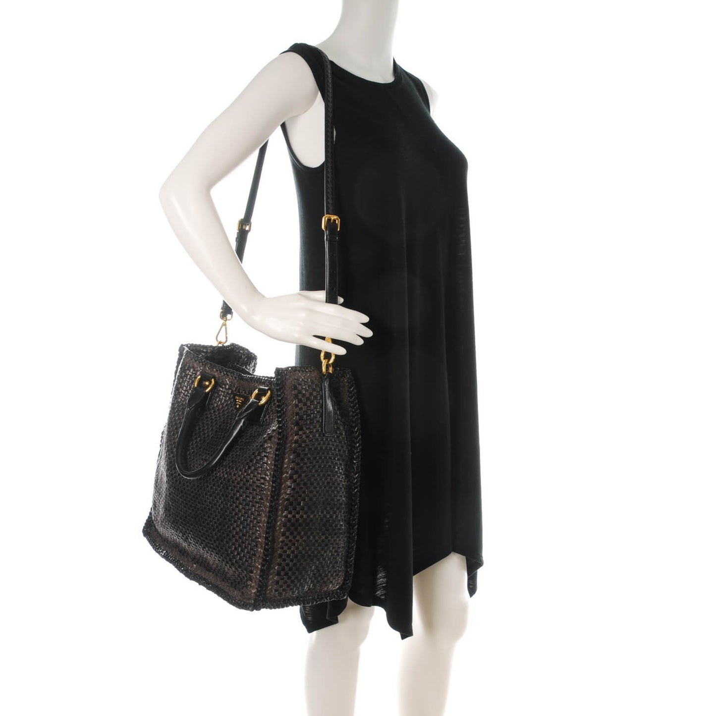 Goatskin Woven Large Tote Moro Black