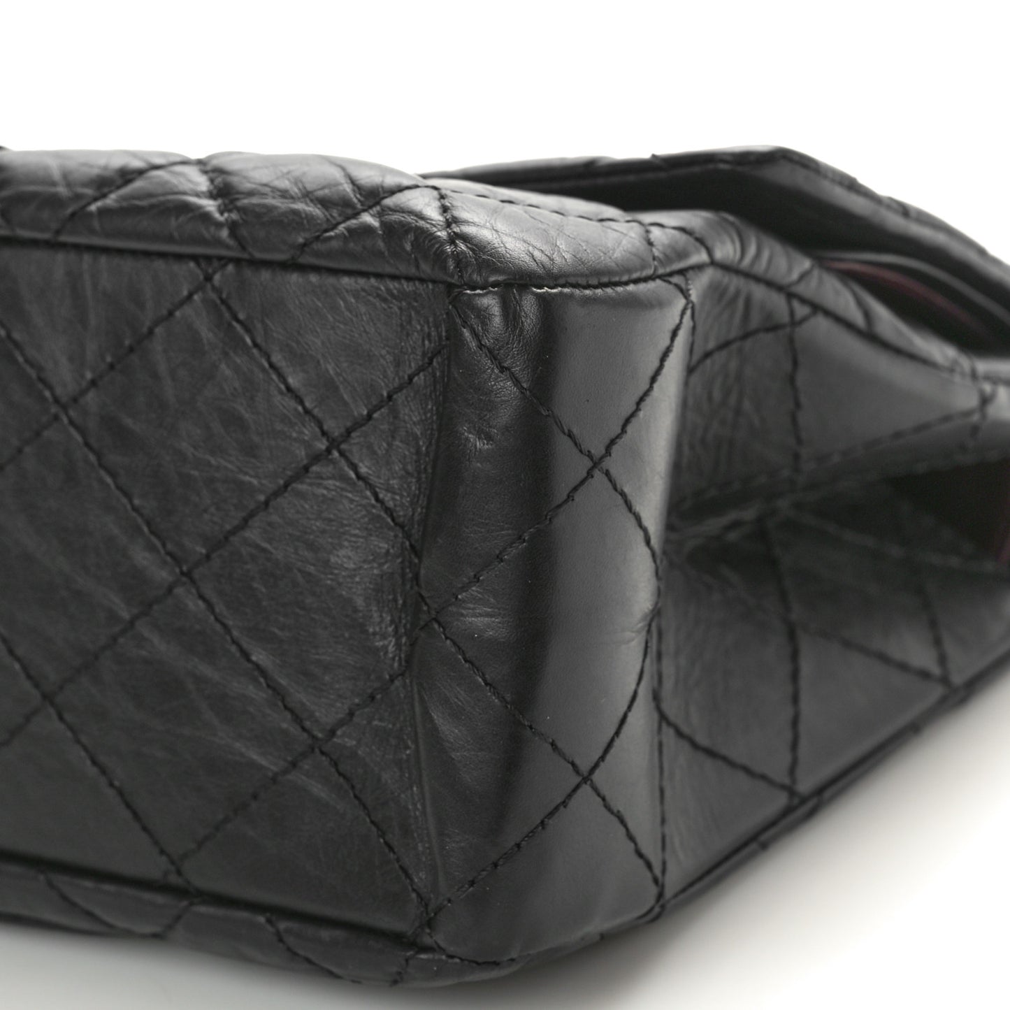 Aged Calfskin Quilted 2.55 Reissue 227 Flap Black