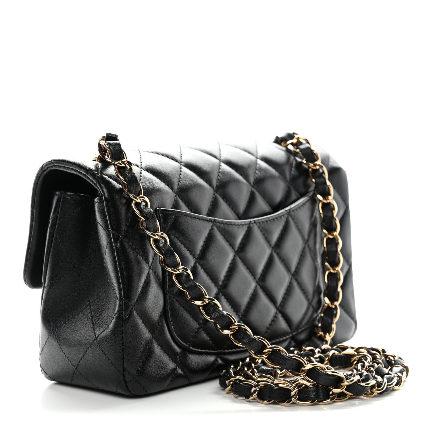 Chanel Lambskin Quilted Mini Rectangular Flap Black 1824420