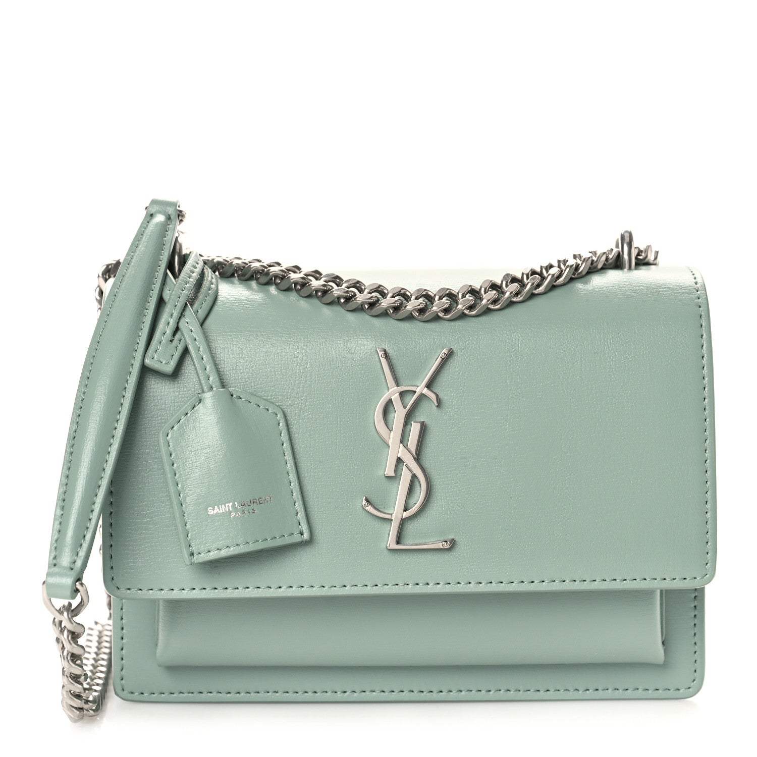 Saint Laurent Calfskin Small Monogram Sunset Vert Opaline 1 of 8